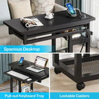 Height Adjustable Rolling Desk with Built-In Outlet and USB Ports
