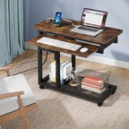 Height Adjustable Rolling Desk with Built-In Outlet and USB Ports