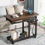 Height Adjustable Rolling Desk with Built-In Outlet and USB Ports