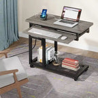 Height Adjustable Rolling Desk with Built-In Outlet and USB Ports