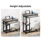 Height Adjustable Rolling Desk with Built-In Outlet and USB Ports