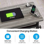 Height Adjustable Rolling Desk with Built-In Outlet and USB Ports
