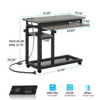 Height Adjustable Rolling Desk with Built-In Outlet and USB Ports