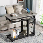 Height Adjustable Rolling Desk with Built-In Outlet and USB Ports