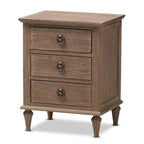 Rustic Wood 3-Drawer Nightstand