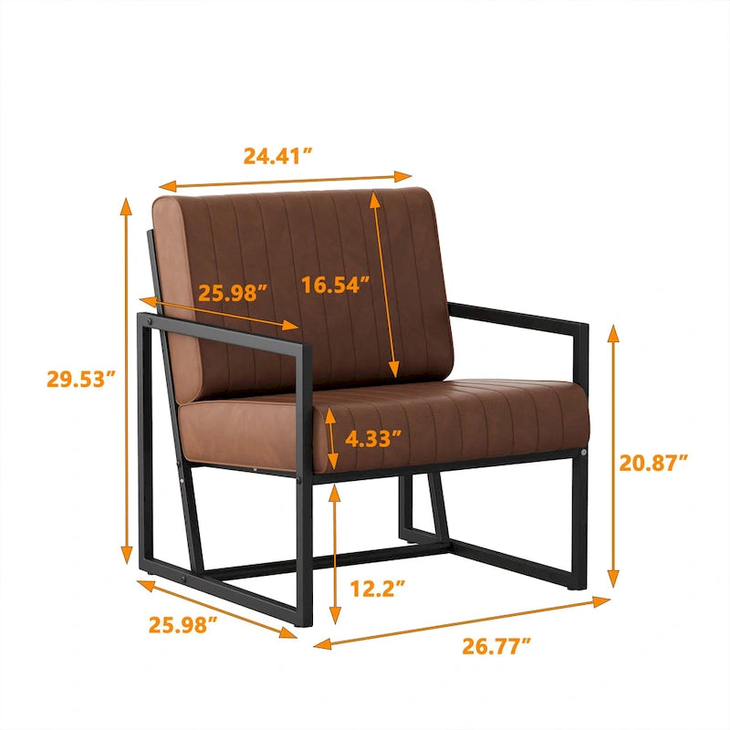 PU Leather Armchair with Padded Backrest