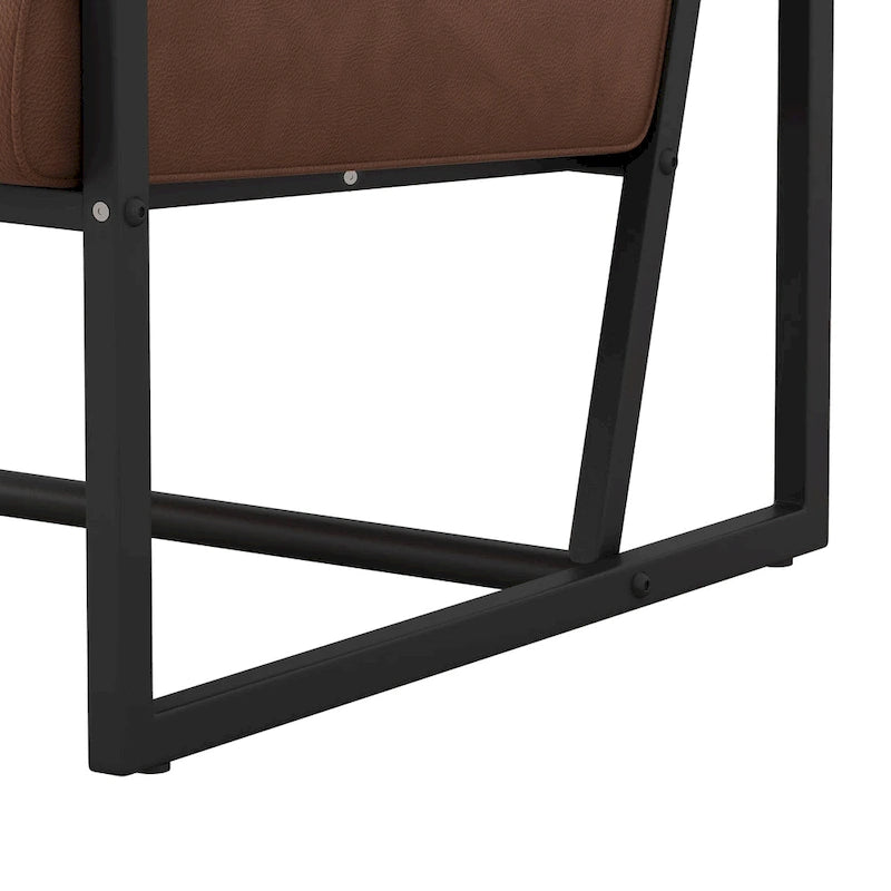 PU Leather Armchair with Padded Backrest