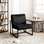PU Leather Armchair with Padded Backrest