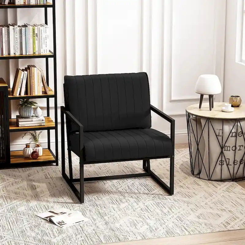 PU Leather Armchair with Padded Backrest