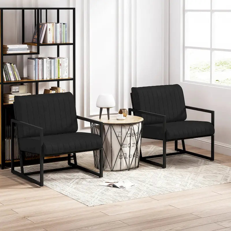 PU Leather Armchair with Padded Backrest