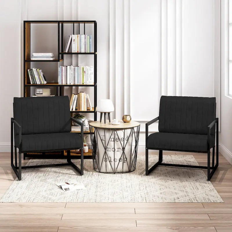 PU Leather Armchair with Padded Backrest