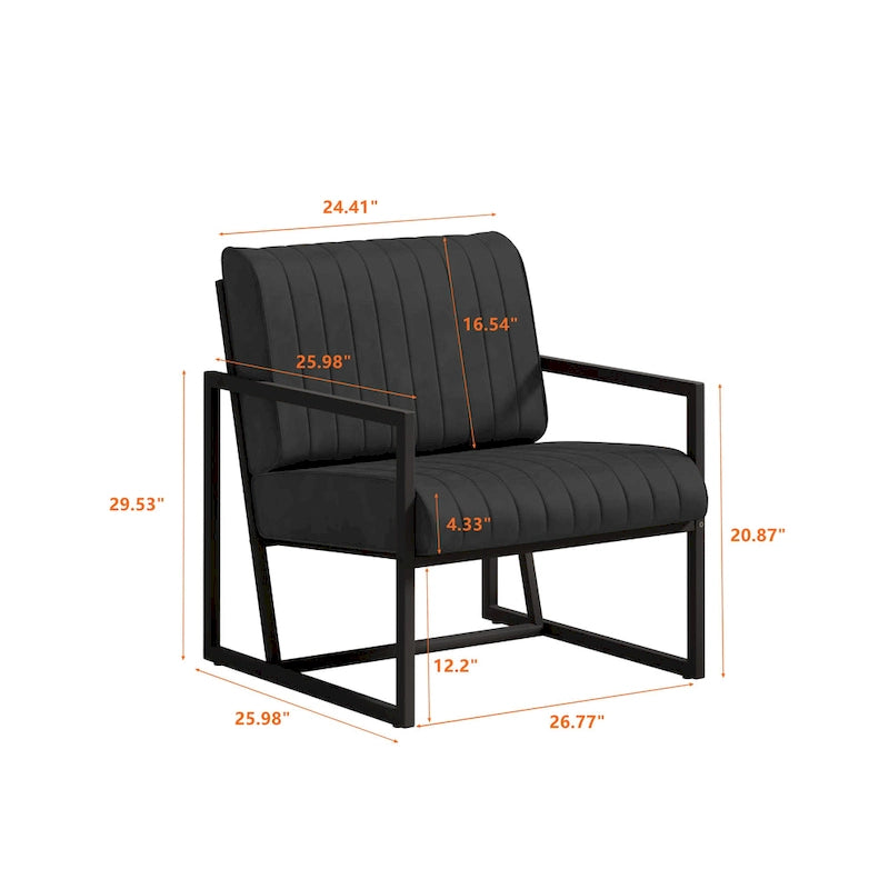 PU Leather Armchair with Padded Backrest