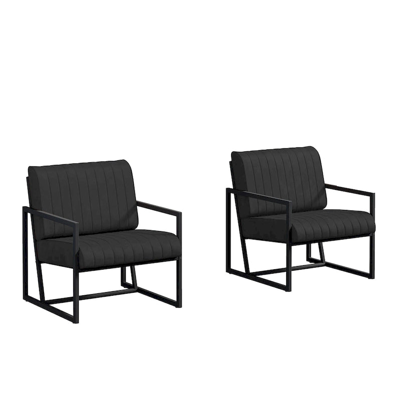 PU Leather Armchair with Padded Backrest