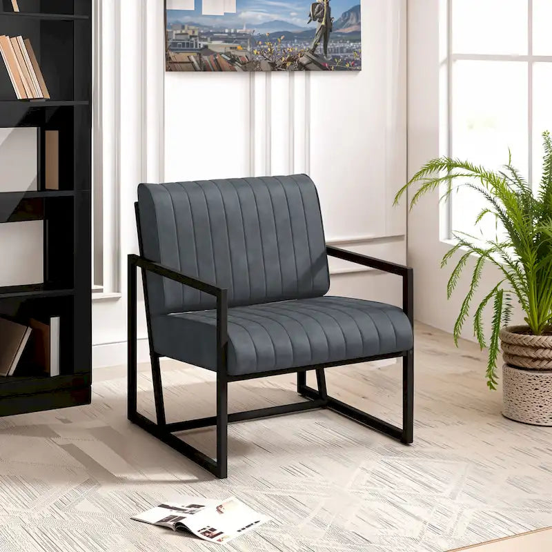 PU Leather Armchair with Padded Backrest