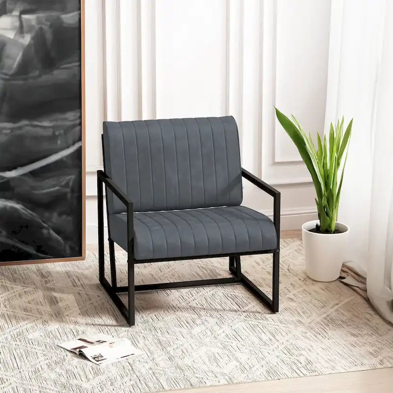 PU Leather Armchair with Padded Backrest
