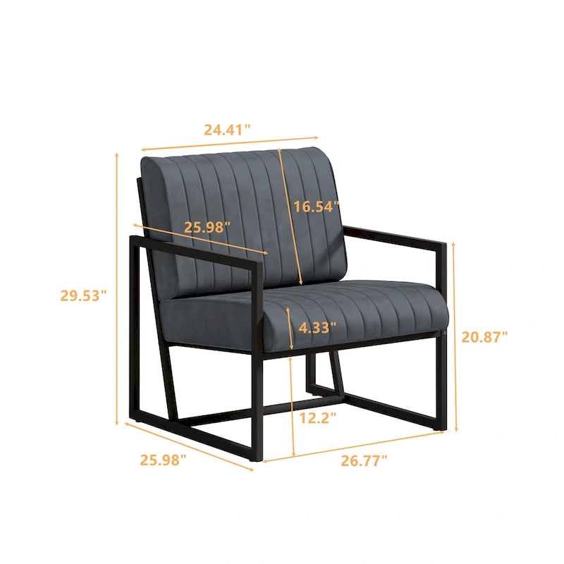 PU Leather Armchair with Padded Backrest
