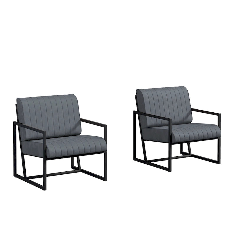 PU Leather Armchair with Padded Backrest