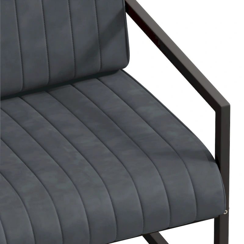 PU Leather Armchair with Padded Backrest