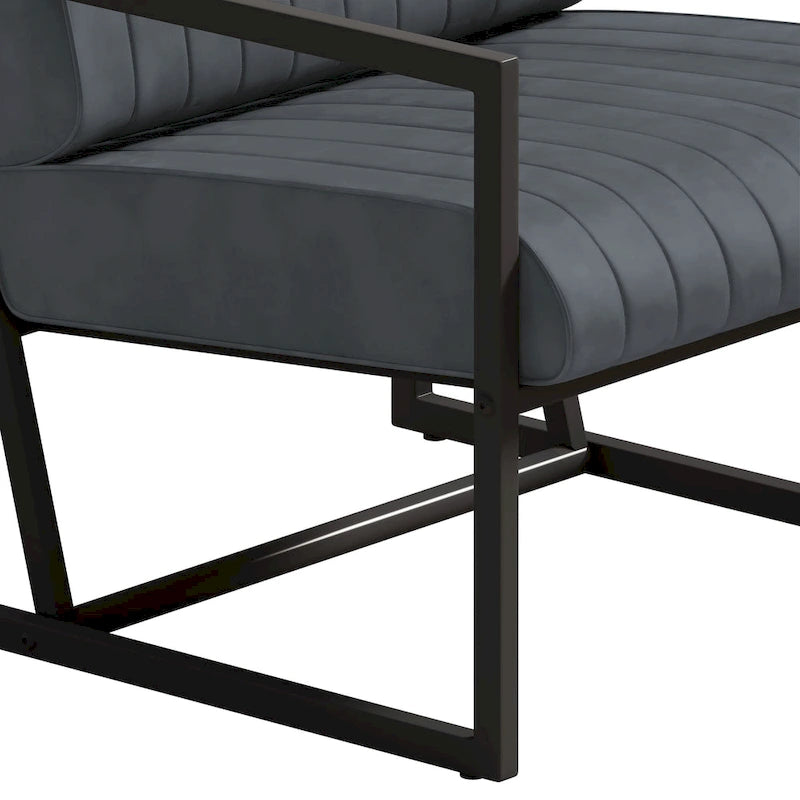 PU Leather Armchair with Padded Backrest