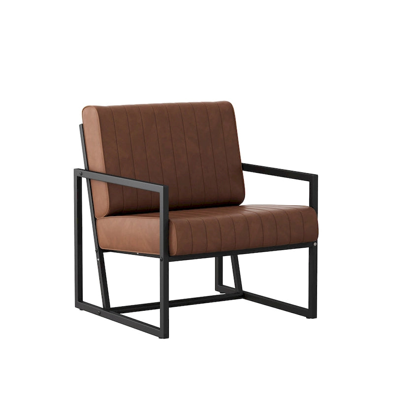 PU Leather Armchair with Padded Backrest