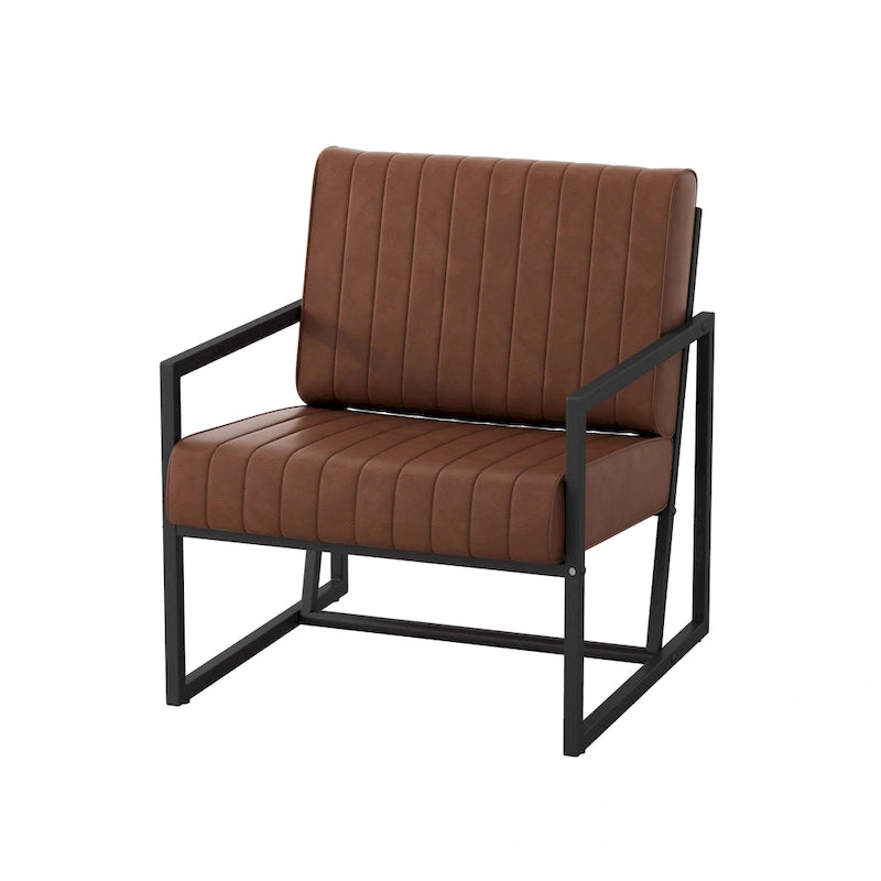 PU Leather Armchair with Padded Backrest