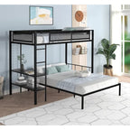 Twin over Full Bunk Bed with Shelves and Grid Panel