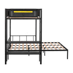 Twin over Full Bunk Bed with Shelves and Grid Panel