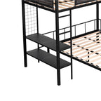Twin over Full Bunk Bed with Shelves and Grid Panel