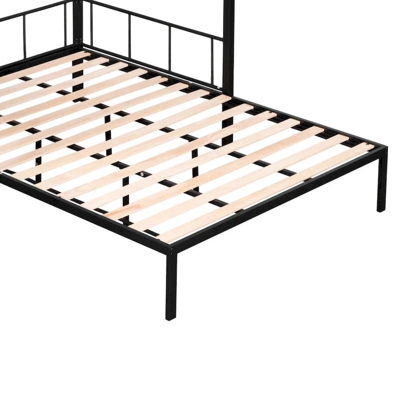 Twin over Full Bunk Bed with Shelves and Grid Panel