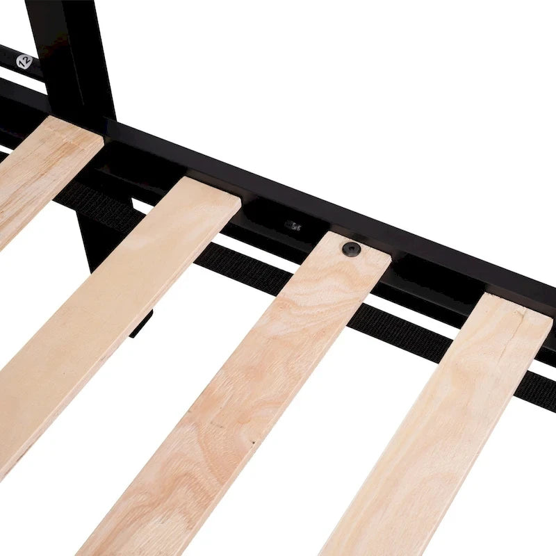 Twin over Full Bunk Bed with Shelves and Grid Panel