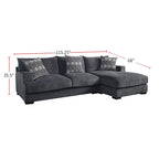 L-Shaped Chenille Sectional Sofa - Gray