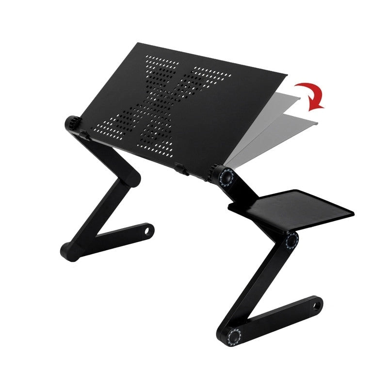 Adjustable Folding Laptop Desk with Cooling Fan and Mouse Pad
