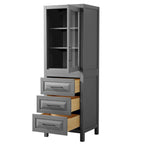 Linen Tower with Cabinet Storage and 3 Drawers