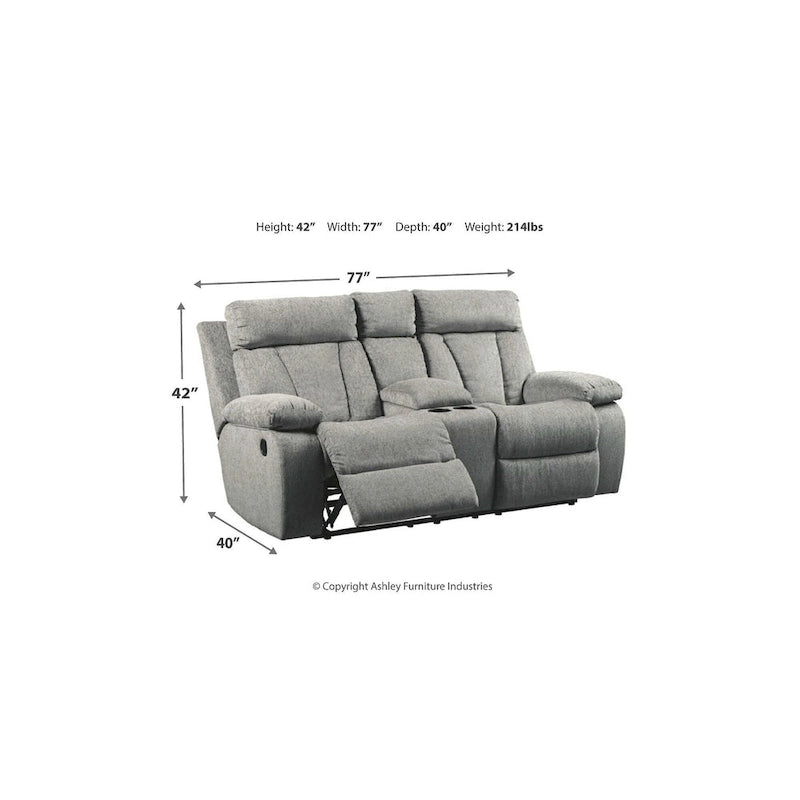 Reclining Loveseat with Console - Fog