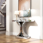 Mirrored Console Table with X-Cross Legs