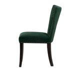 Armless Dining Chairs with Velvet Upholstery and Nailhead Trim, Set of 2