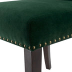 Armless Dining Chairs with Velvet Upholstery and Nailhead Trim, Set of 2