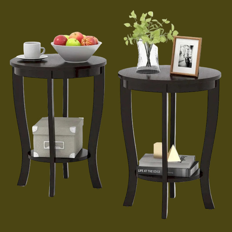 Costway 2 PCS 2-Tier End Table 18 Round Compact Sofa Side Nightstand - See Details