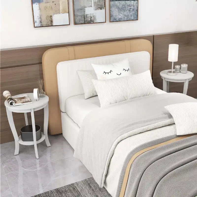 2-Tier Round Side Table Set of 2, 18" Compact End Table for Living Room Bedroom