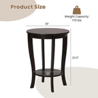 2-Tier Round Side Table Set of 2, 18" Compact End Table for Living Room Bedroom
