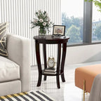 2-Tier Round Side Table Set of 2, 18" Compact End Table for Living Room Bedroom