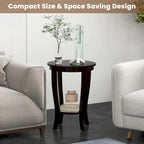 2-Tier Round Side Table Set of 2, 18" Compact End Table for Living Room Bedroom