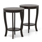2-Tier Round Side Table Set of 2, 18" Compact End Table for Living Room Bedroom
