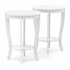 2-Tier Round Side Table Set of 2, 18" Compact End Table for Living Room Bedroom