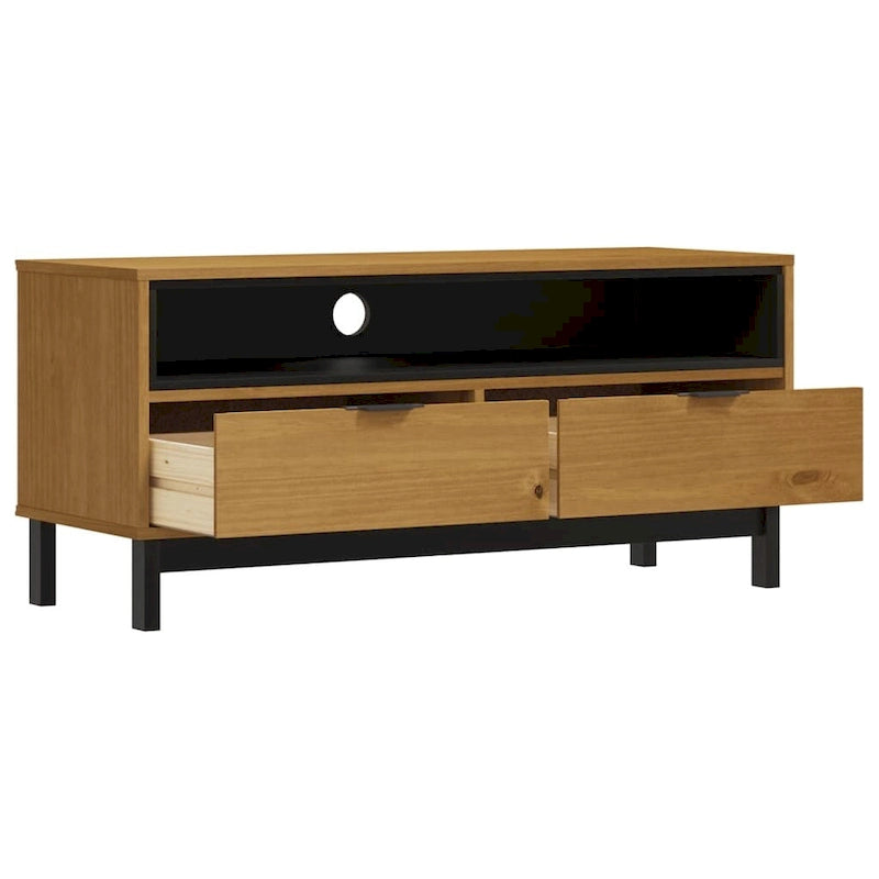 TV Stand 43.3x15.7x19.7 Solid Pine Wood with Drawers