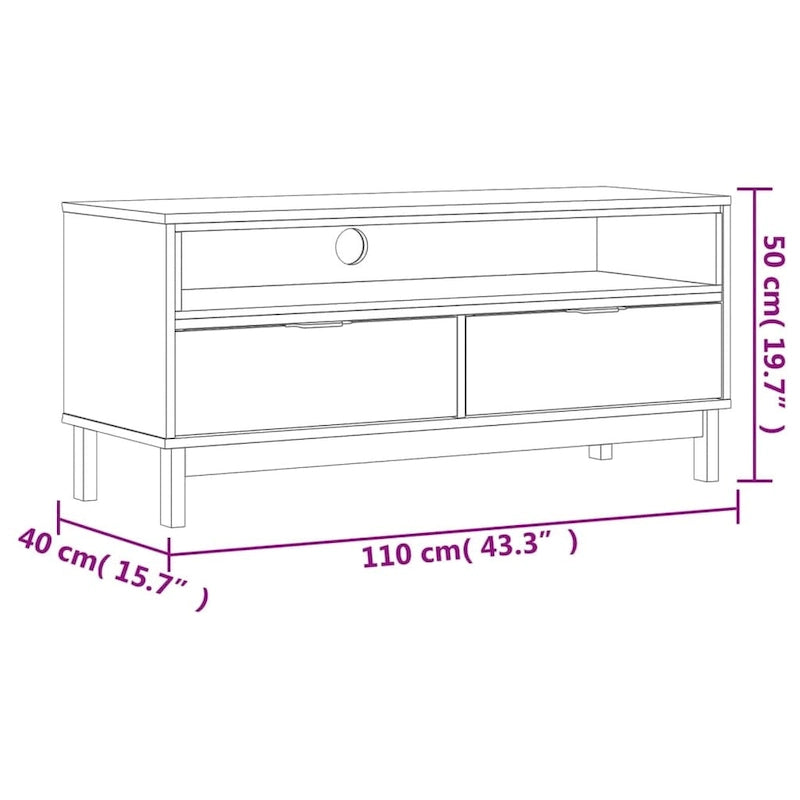 TV Stand 43.3x15.7x19.7 Solid Pine Wood with Drawers