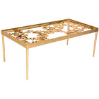 Ginko Leaf Coffee Table with Antique Gold Finish – 48"W x 24"D x 18"H