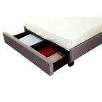 King Bed - Tufted Upholstered Platform Bed with Footboard Storage, Gray