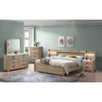 Daemon 4 Piece Light Brown Panel Bedroom Set