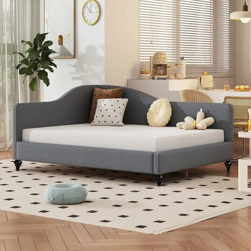 L-Shaped Semi-Enclosed Linen Daybed, Twin/Full Size